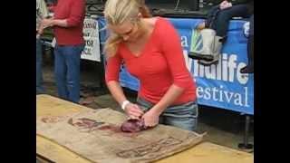 Fur & Wildlife Festival 2013, Cameron, Louisiana: Muskrat skinning contest - Women