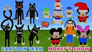 CARTOON CAT TEAM vs. MOKEY'S SHOW (Mickey Mouse Parody) | LOUD NOISES BATTLE | Minecraft