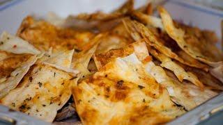 Chips of Armenian lavash with cheese