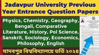 Jadavpur University UG Admission 2024-25: jadavpur university ba bsc previous year entrance question