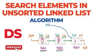 Algorithm to Search Elements in Unsorted Linked List | Data Structure