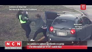 CINCO TV - Las cámaras lo captaron agrediendo a su pareja y fue interceptado por el COT cuando huía