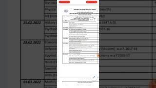 Date sheet B.A 3rd Sem MDU Feb 2022