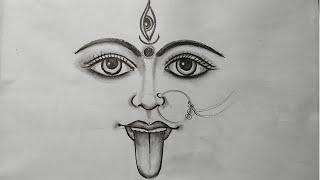 how to draw maa kali face pencil sketch for beginners  step by step,how to draw maa kali,kali devi