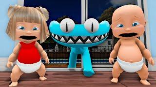 Baby & Girlfriend Haunted by EVIL RAINBOW FRIENDS!