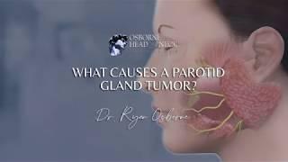 What causes a parotid gland tumor?
