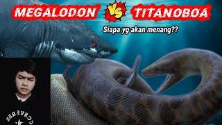 MEGALODON VS TITANOBOA  Siapakah yang akan menang? #megalodon #titanoboa #hiuraksasa