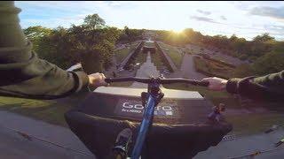 15m mountain biking road gap GoPro POV