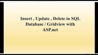 Insert Update Delete in .net - C# ASP.NET gridview - SQL DATABASE