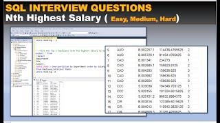 SQL Interview Questions - Nth Highest Salary by Department