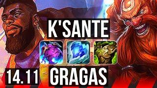 K'SANTE vs GRAGAS (TOP) | 13/3/14, 900+ games, Godlike | EUW Master | 14.11