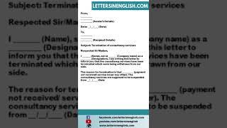 Sample Letter for Termination of Consultancy Services