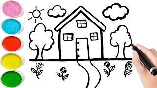 Easy house drawing / house garden drawing / landscape drawing / easy drawing /step by step drawing