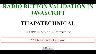 Radio Button Validation in JavaScript in Hindi 2017