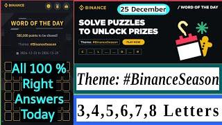 Wodl 25 December | Theme Binance Season Wotd | Binance word of the day | Wodl answer today