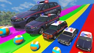 Big & Small Police Cars with Slide Color and Portal Trap - Police Chase vs Cars - BeamNG.Drive #4