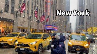 Light Snow Walk 4k - Walking New York 2024 Usa Virtual Travel Video