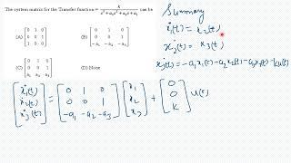 Control Systems Question 9 : Finding matrix A from transfer Function. #ee #gate