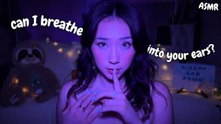 breathing in your ears until you fall asleep ASMR(mic blowing, hand movements, collarbone tapping)