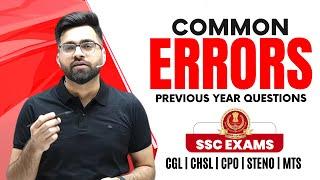 ️ Previous Year Common Errors for SSC Exams | English For SSC CGL, CHSL, CPO, MTS | Tarun Grover