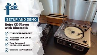 Setup and Demo - Thinkya Retro CD Player with Bluetooth - IMPRESSIVE