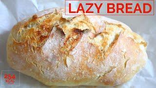 Lazy Bread at home (for beginners) rustic bread loaf - خبز بدون عجن - no knead bread