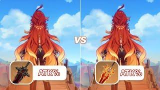 Mavuika Signature Weapons vs Wolf's Gravestone [ATK% Sands] Melt Team | Which Is Better??