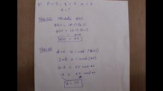 Calculation of "d" in RSA algorithm in English