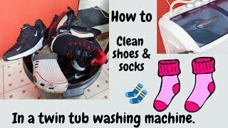 Frequent questions/How to wash SHOES & SOCKS in Von Twin tub washing mashine/Twin tub machine review