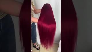 8-34 inch 99J burgundy straight human hair wigs installed//NY HAIR Aliexpress