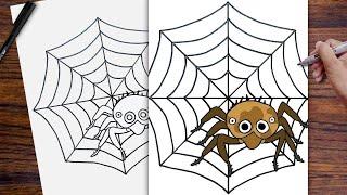 How to Draw a Spider Web Easy step by step Drawing Tutorial for beginners