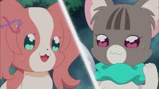 Wonderful Precure! Iroha transforms into a dog and Mayu transforms into a cat