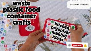 kitchen organizer/no cost diy, how to make kitchen organizer/hacks with food container/reuse ideas