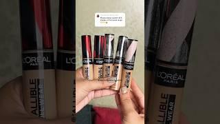 All 5 Shades of Loreal Paris Infallible Full Wear Concealers in one frame #shorts