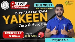 YAKEEN SURE SHOT MCQ's SERIES | D-PHARMA EXIT EXAM | Live class | EXIT EXAM #exitexam2024 #dpharma