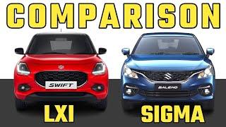 Maruti Swift LXI vs Baleno SIGMA Comparison 2024|Swift vs Baleno Base Model|Swift vs Baleno 2024