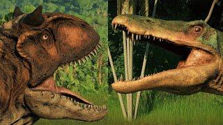 BARYONYX TRIO (New Skins) VS CARNOTAURUS (Toro): Camp Cretaceous [4k] - Jurassic World Evolution 2