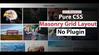 Pure CSS Responsive  Masonry Grid Layout using CSS Flexbox - No Plugin - Pure CSS