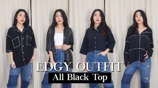 Shopee Haul ALL BLACK OVERSIZE OUTFIT (Edgy Outfit) CABLE sweater WAJIB BELI!!