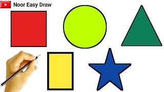 5 Shapes Drawing and Coloring | Star, Rectangle, Triangle, Square, Circle