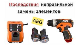 Шуруповерт AEG 12v ремонт Li-ion аккумулятора