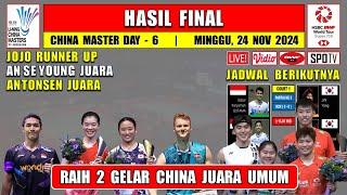 Hasil Final China Master 2024 Hari Ini ~ AN SE YOUNG JUARA ~ JOJO RUNNER UP ~ CHINA JUARA UMUM