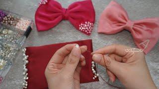 Brighten Up Your Day with this Pearl Bow  How to Sew Beads to Fabric Bow