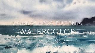 Watercolor Painting Time Lapse | waves in the sea | I paint with watercolors