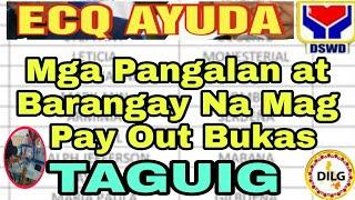 ECQ AYUDA listahan ng mga benepisyaryo with barangays / Schedule of MANUAL PAY OUT / NCR (taguig)