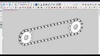 Chain and Sprocket Design Assembly and Motion Animation in SketchUp MsPhysics