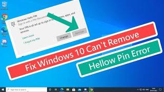 Fix Windows 10 Can't Remove Windows Hello Pin Error
