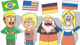 Português VS Inglês VS Alemão VS Russo !!! Animação
