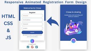 Responsive Animated Registration Form Design using HTML CSS and JavaScript