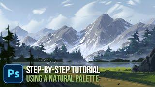 Landscape Digital Painting - Step-By-Step Tutorial (Using a Natural Palette)